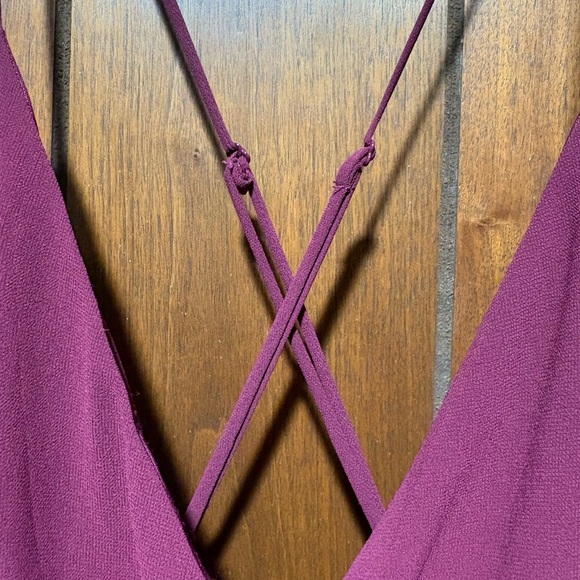 Lulu's Wine Ruffle Dress - Picture 5 of 14